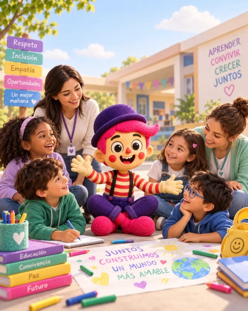 Andi jugando con niñas y niños